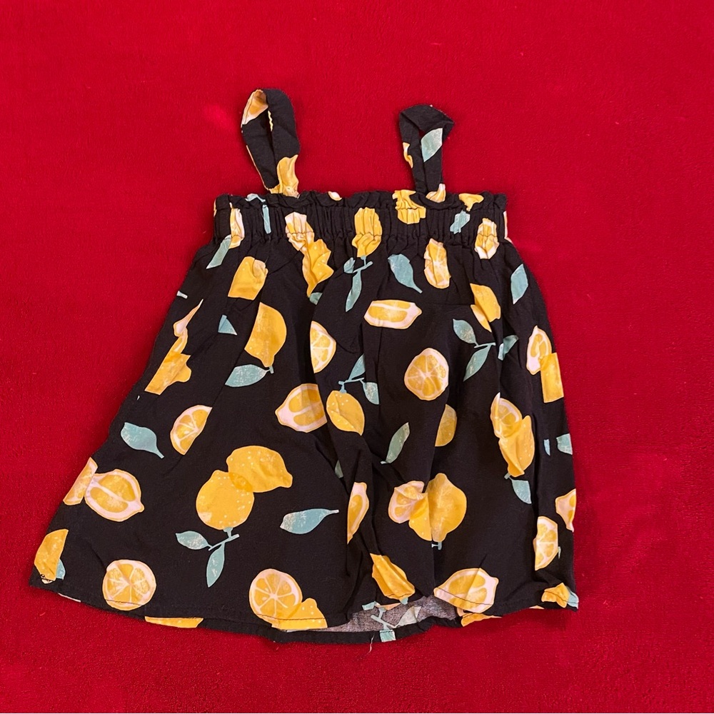 Peyton & Parker Baby Girl's Sleeveless Lemon Print Black Pullover Dress Sz: 12M